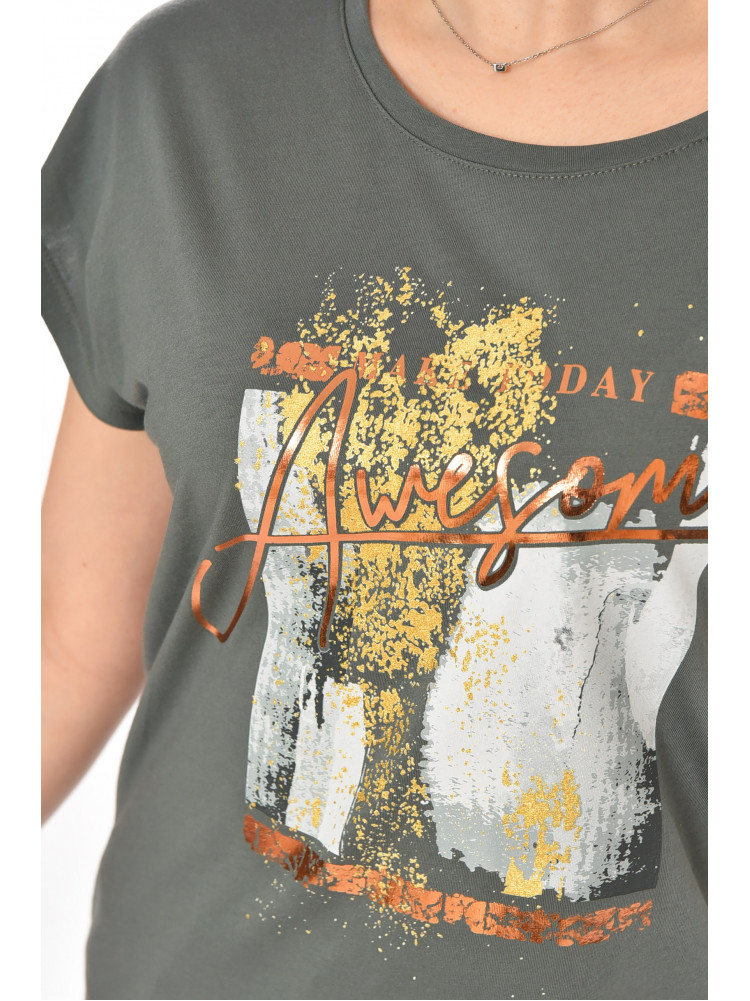 Футболка женская цвета хаки 211208C