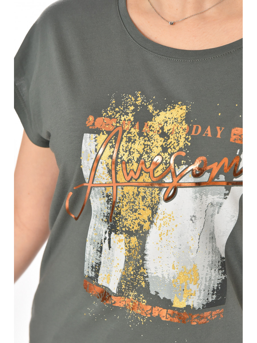 Футболка женская цвета хаки 211208C