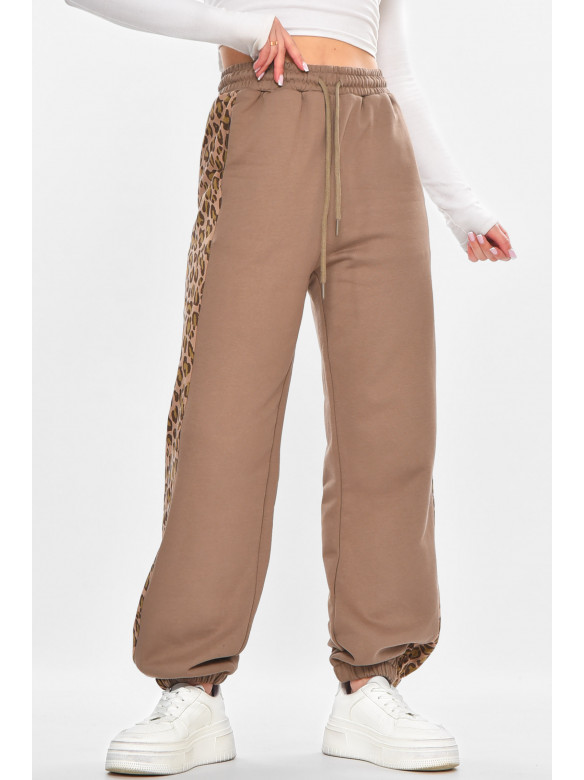 Штаны женские бежевого цвета со вставками 2763 211211C