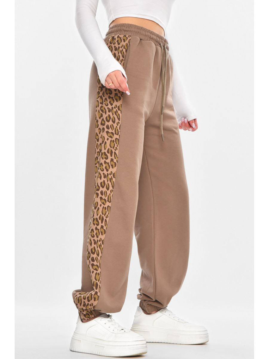 Штаны женские бежевого цвета со вставками 2763 211211C