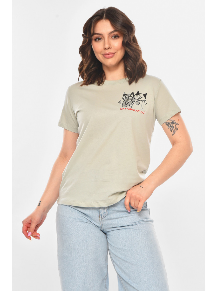 Футболка женская оливкового цвета 211216C