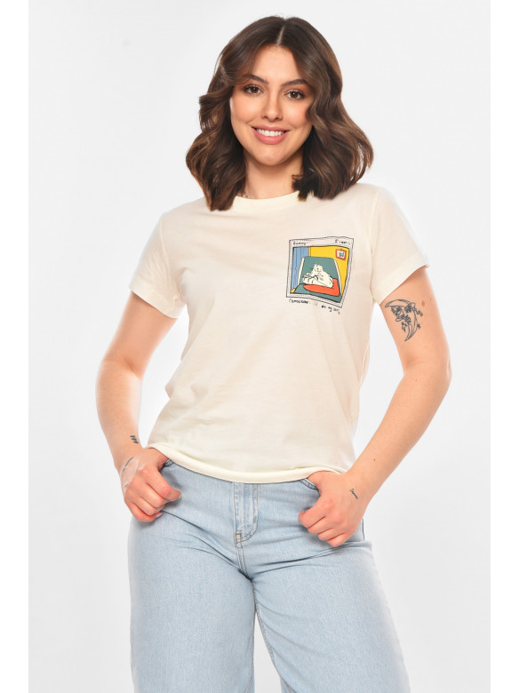 Футболка женская молочного цвета 211220C