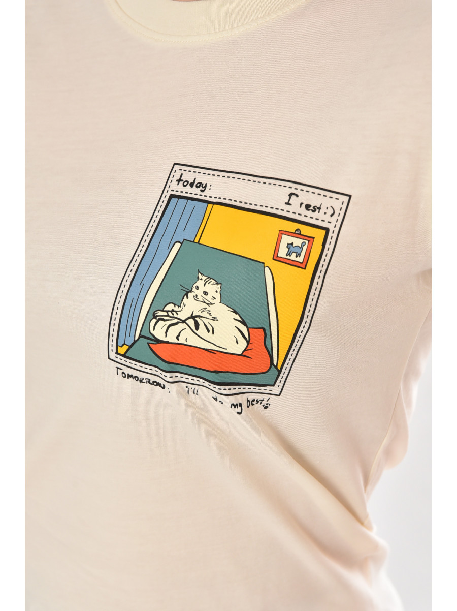 Футболка женская молочного цвета 211220C