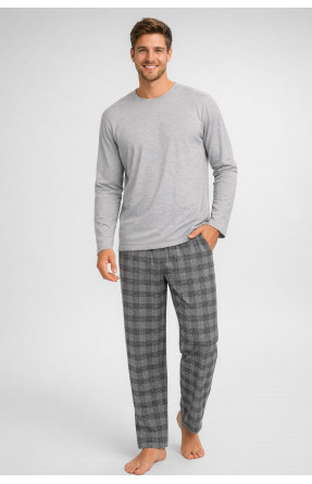Пижама мужская полубатальная серого цвета с принтом 70331 211235C