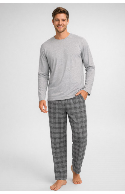 Пижама мужская полубатальная серого цвета с принтом 70331 211235C