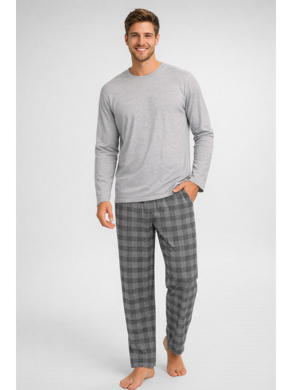 Пижама мужская полубатальная серого цвета с принтом 70331 211235C
