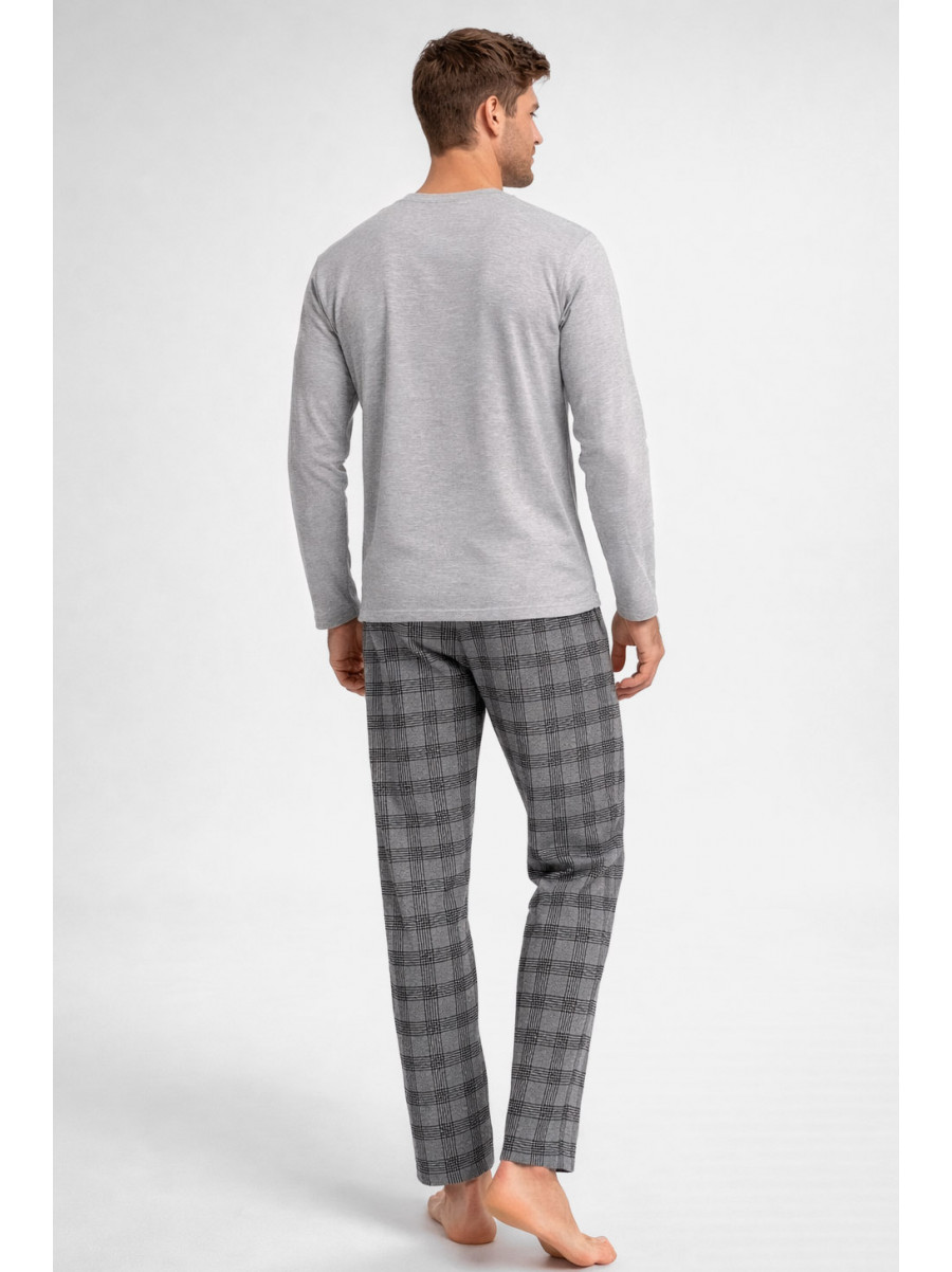Пижама мужская полубатальная серого цвета с принтом 70331 211235C