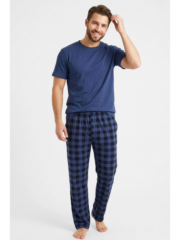 Пижама мужская полубатальная синего цвета с принтом 70335 211237C