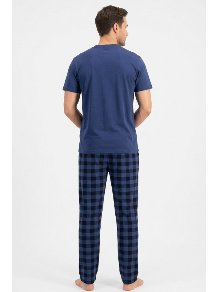 Пижама мужская полубатальная синего цвета с принтом 70335 211237C