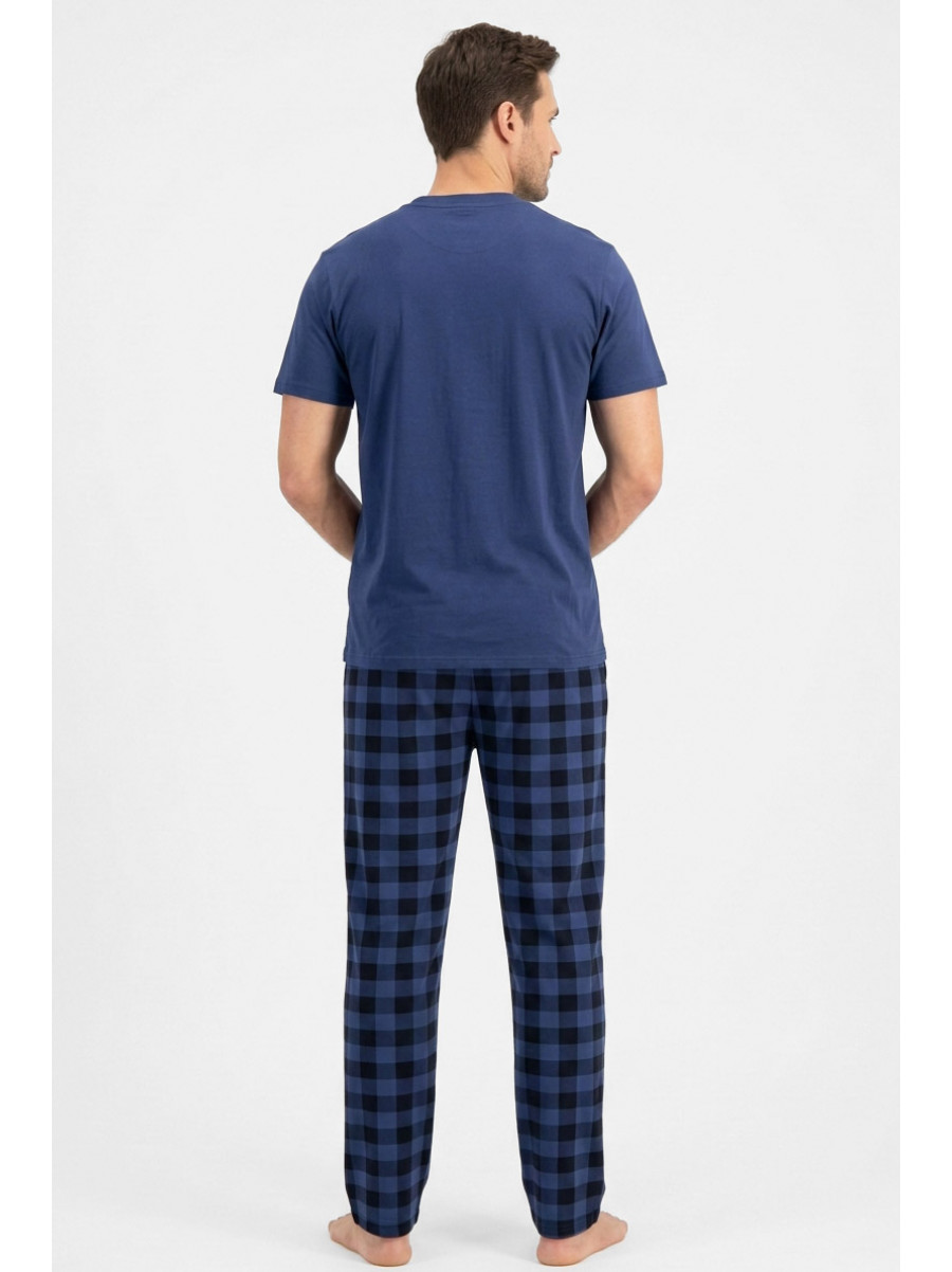 Пижама мужская полубатальная синего цвета с принтом 70335 211237C