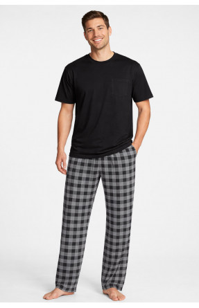 Пижама мужская полубатальная черного цвета с принтом 70337 211240C