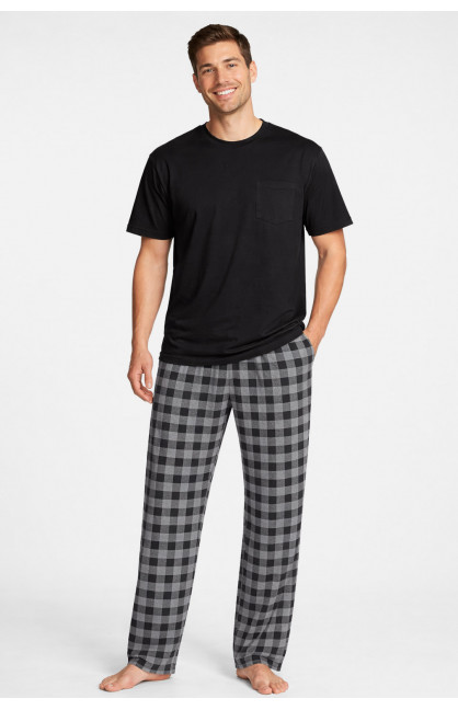 Пижама мужская полубатальная черного цвета с принтом 70337 211240C