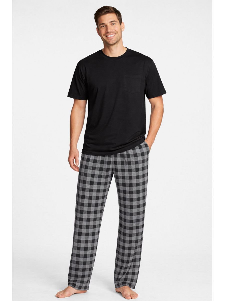 Пижама мужская полубатальная черного цвета с принтом 70337 211240C