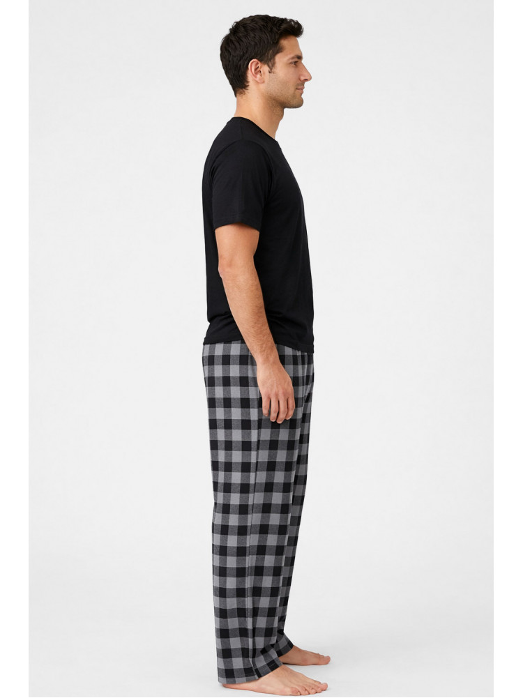 Пижама мужская полубатальная черного цвета с принтом 70337 211240C