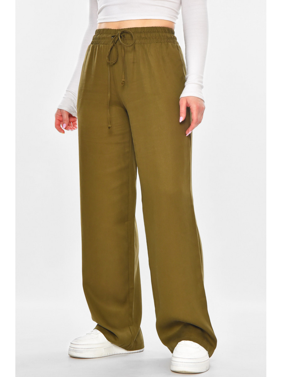 Штаны женские однотонные цвета хаки 0100 211244C