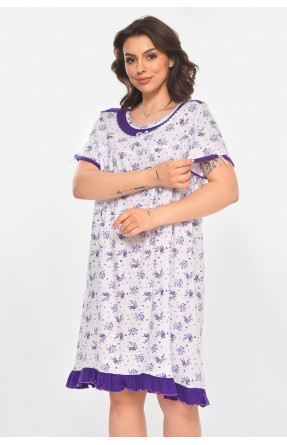 Нічна сорочка жіноча напівбатальна білого кольору з принтом 1017 211262C