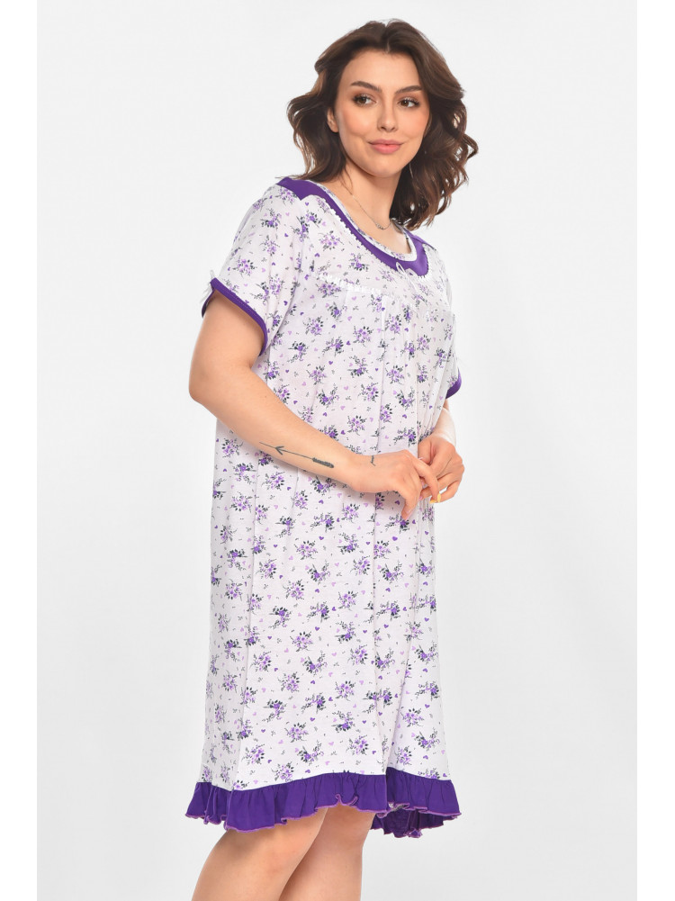 Ночная рубашка женская полубатальная белого цвета с принтом 1017 211262C