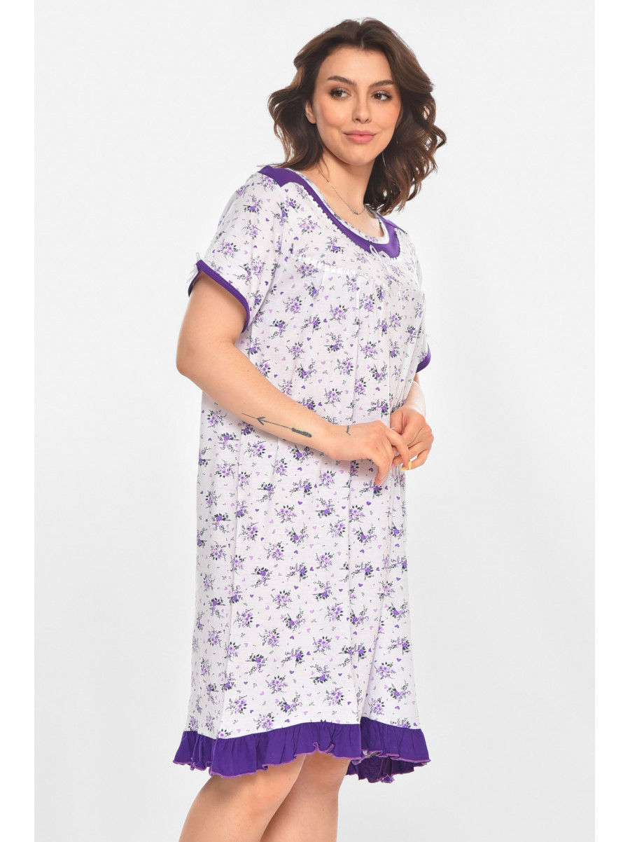Ночная рубашка женская полубатальная белого цвета с принтом 1017 211262C