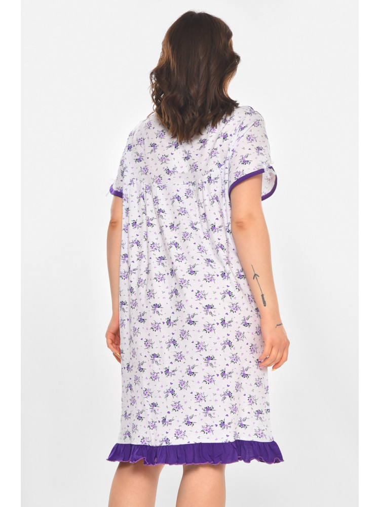 Ночная рубашка женская полубатальная белого цвета с принтом 1017 211262C