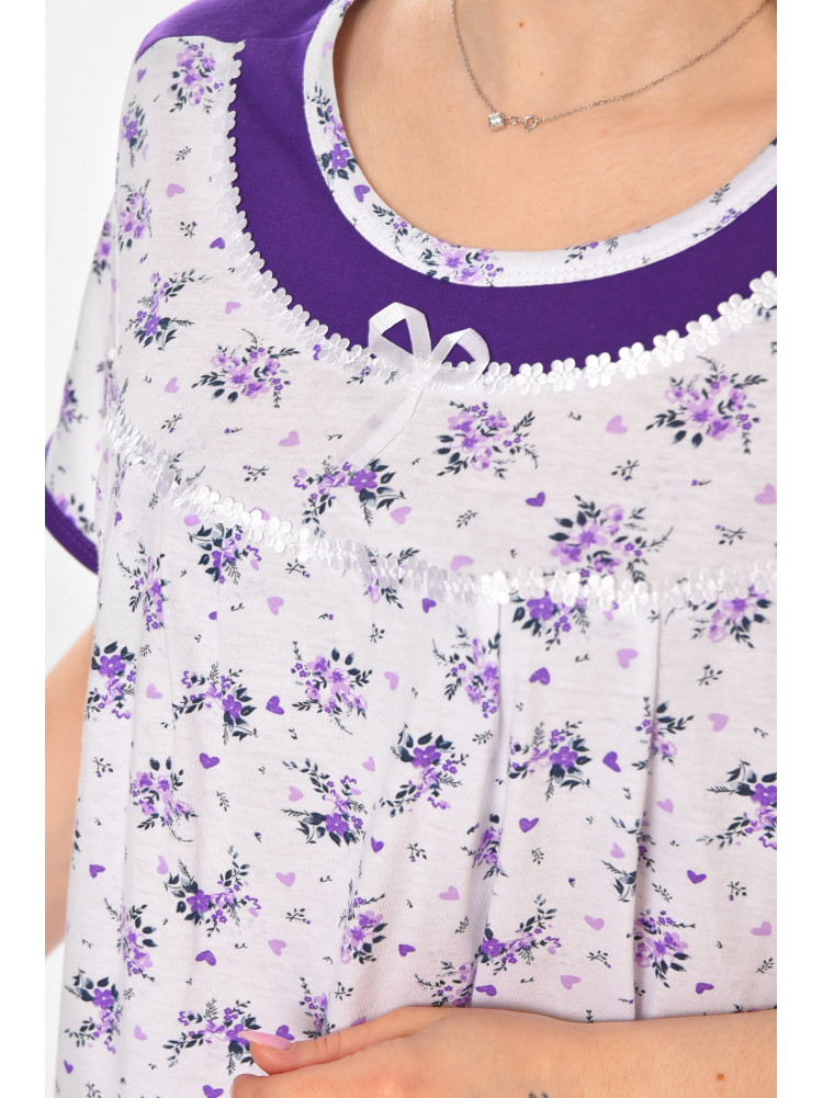 Ночная рубашка женская полубатальная белого цвета с принтом 1017 211262C