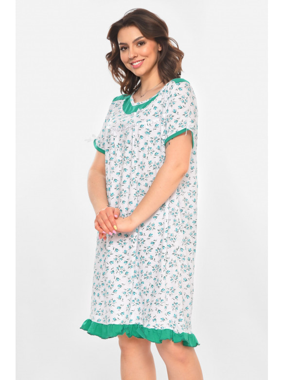 Ночная рубашка женская полубатальная белого цвета с принтом 1017 211263C