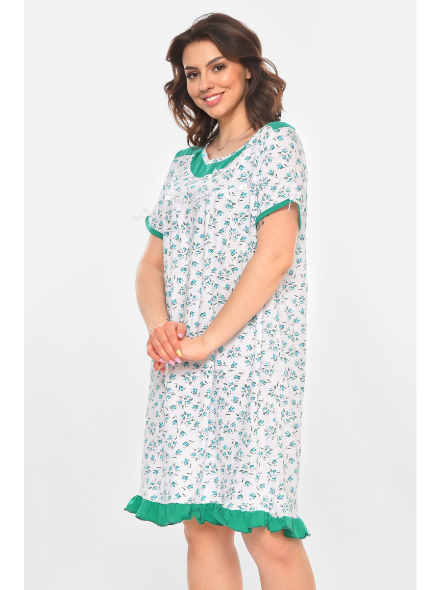 Ночная рубашка женская полубатальная белого цвета с принтом 1017 211263C