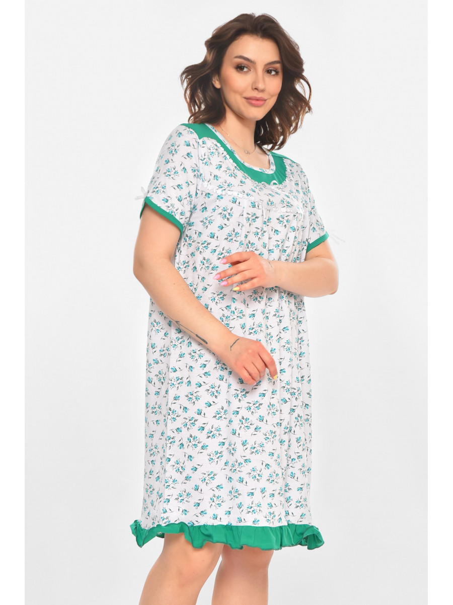 Ночная рубашка женская полубатальная белого цвета с принтом 1017 211263C