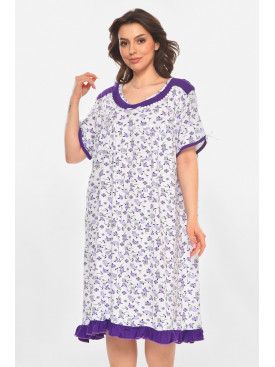 Ночная рубашка женская полубатальная белого цвета с принтом 1017 211264C