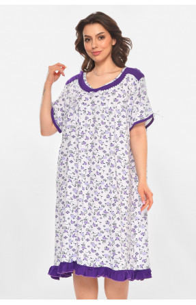 Ночная рубашка женская полубатальная белого цвета с принтом 1017 211264C
