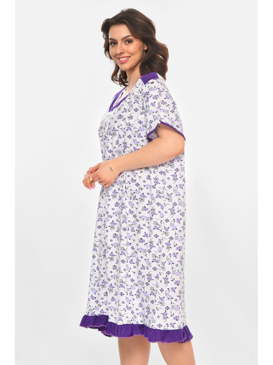 Ночная рубашка женская полубатальная белого цвета с принтом 1017 211264C