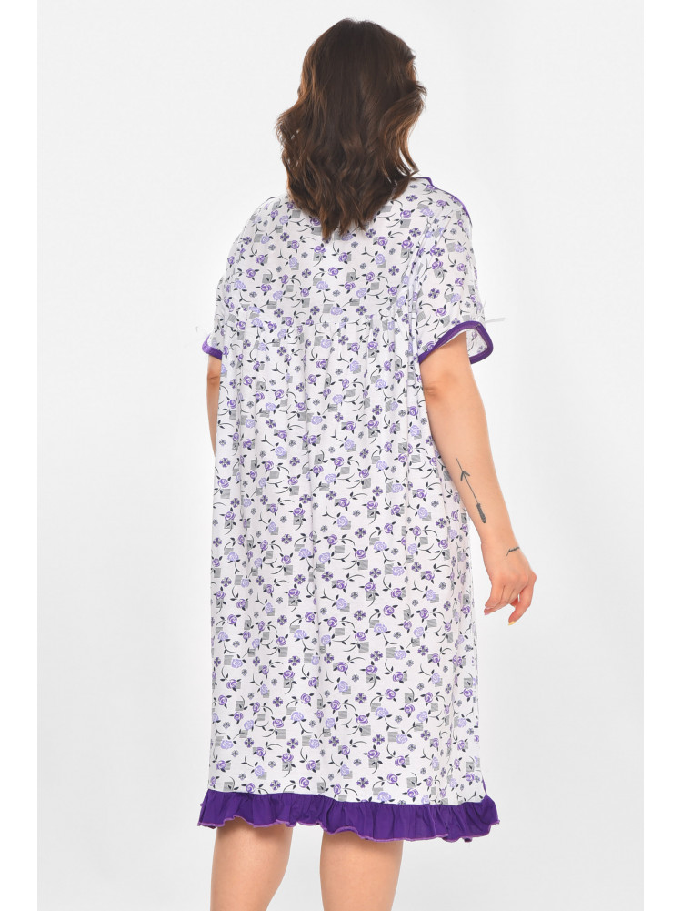 Ночная рубашка женская полубатальная белого цвета с принтом 1017 211264C