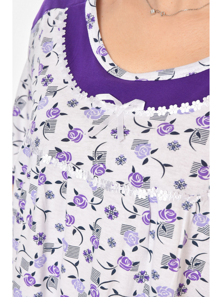 Ночная рубашка женская полубатальная белого цвета с принтом 1017 211264C