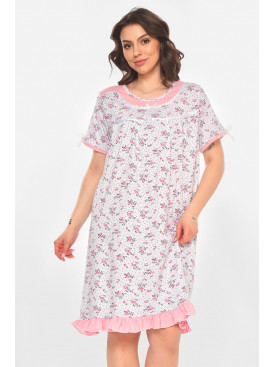 Ночная рубашка женская полубатальная белого цвета с принтом 1017 211265C