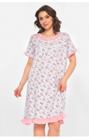 Ночная рубашка женская полубатальная белого цвета с принтом 1017 211265C