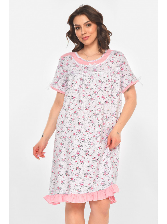 Ночная рубашка женская полубатальная белого цвета с принтом 1017 211265C