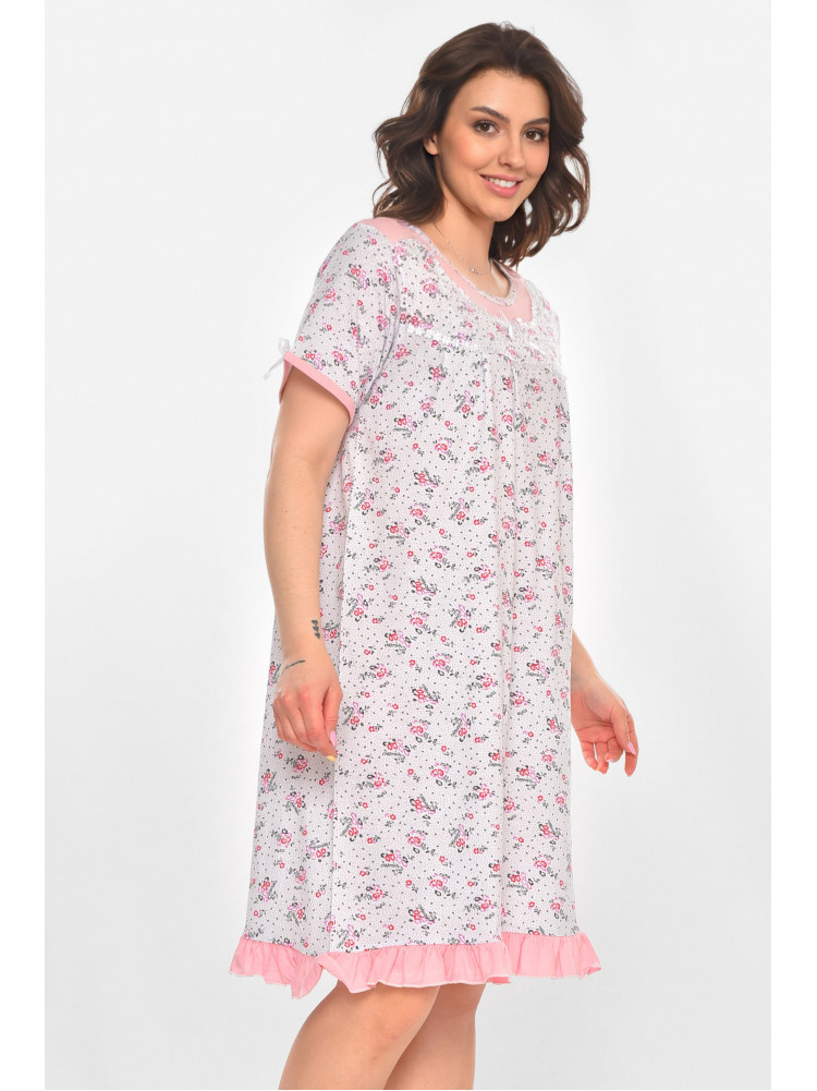 Ночная рубашка женская полубатальная белого цвета с принтом 1017 211265C