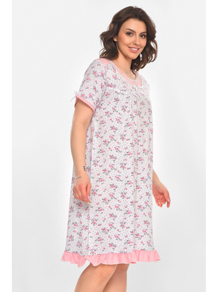 Ночная рубашка женская полубатальная белого цвета с принтом 1017 211265C