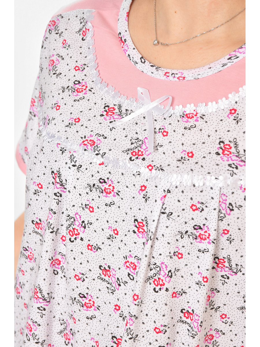 Ночная рубашка женская полубатальная белого цвета с принтом 1017 211265C