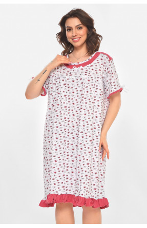Ночная рубашка женская полубатальная белого цвета с принтом 1017 211266C