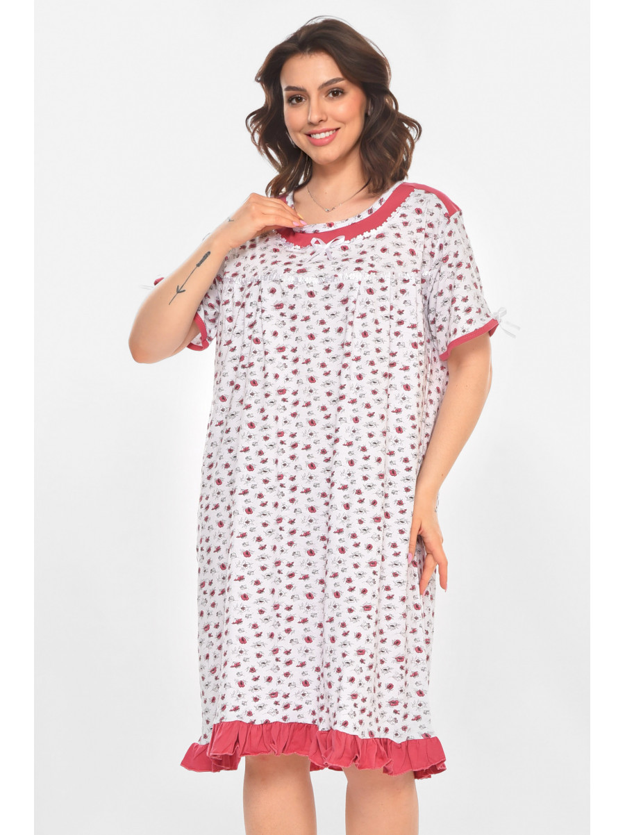 Ночная рубашка женская полубатальная белого цвета с принтом 1017 211266C