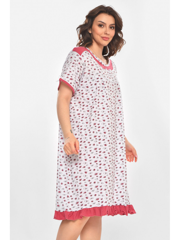 Ночная рубашка женская полубатальная белого цвета с принтом 1017 211266C