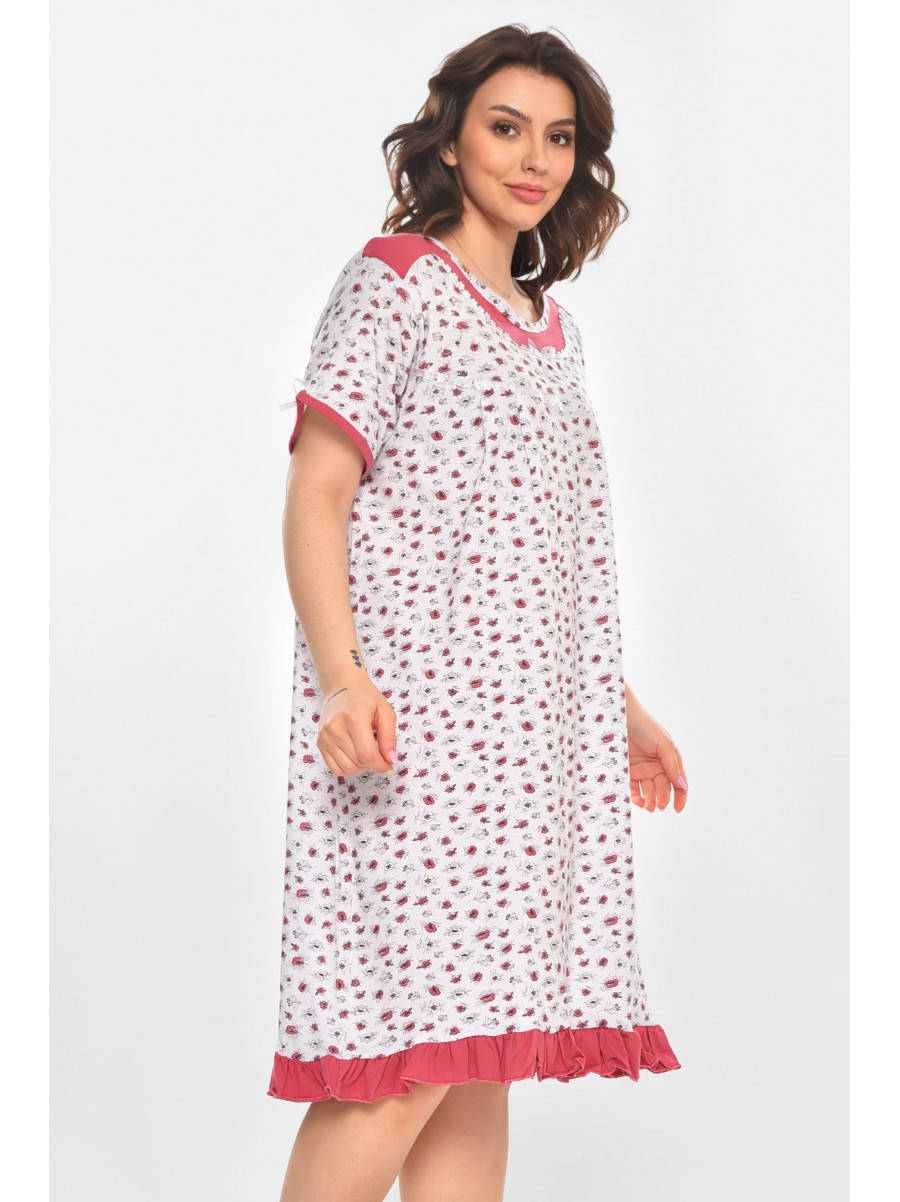 Ночная рубашка женская полубатальная белого цвета с принтом 1017 211266C