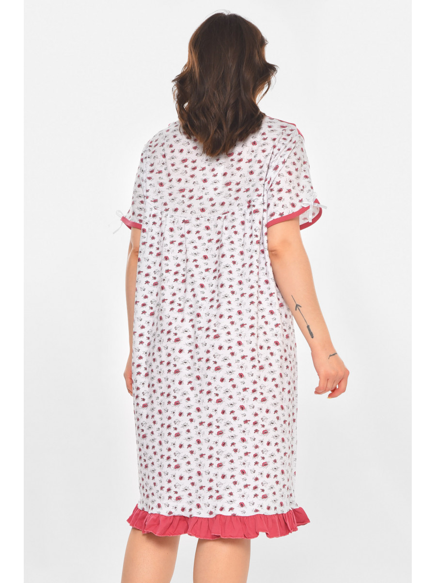 Ночная рубашка женская полубатальная белого цвета с принтом 1017 211266C