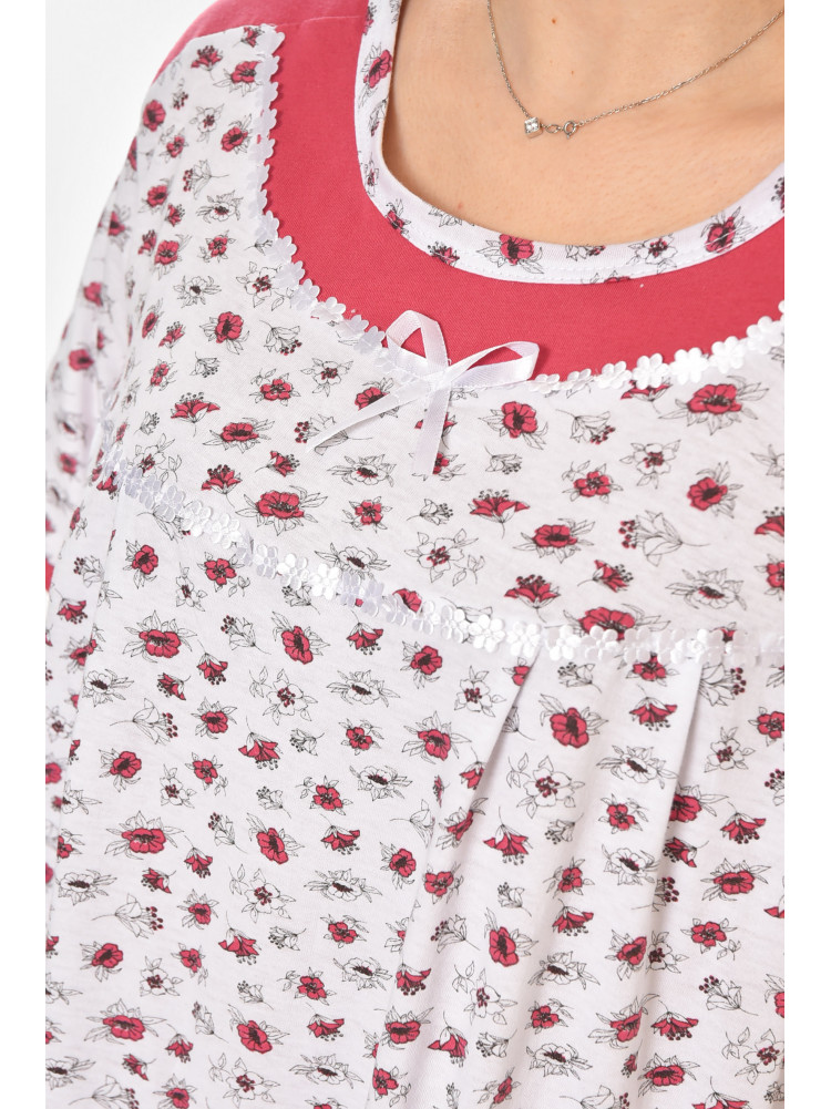 Ночная рубашка женская полубатальная белого цвета с принтом 1017 211266C