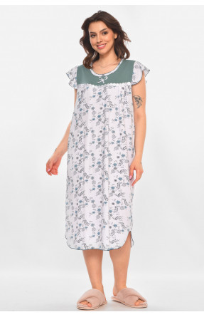 Ночная рубашка женская полубатальная белого цвета с принтом 010 211267C