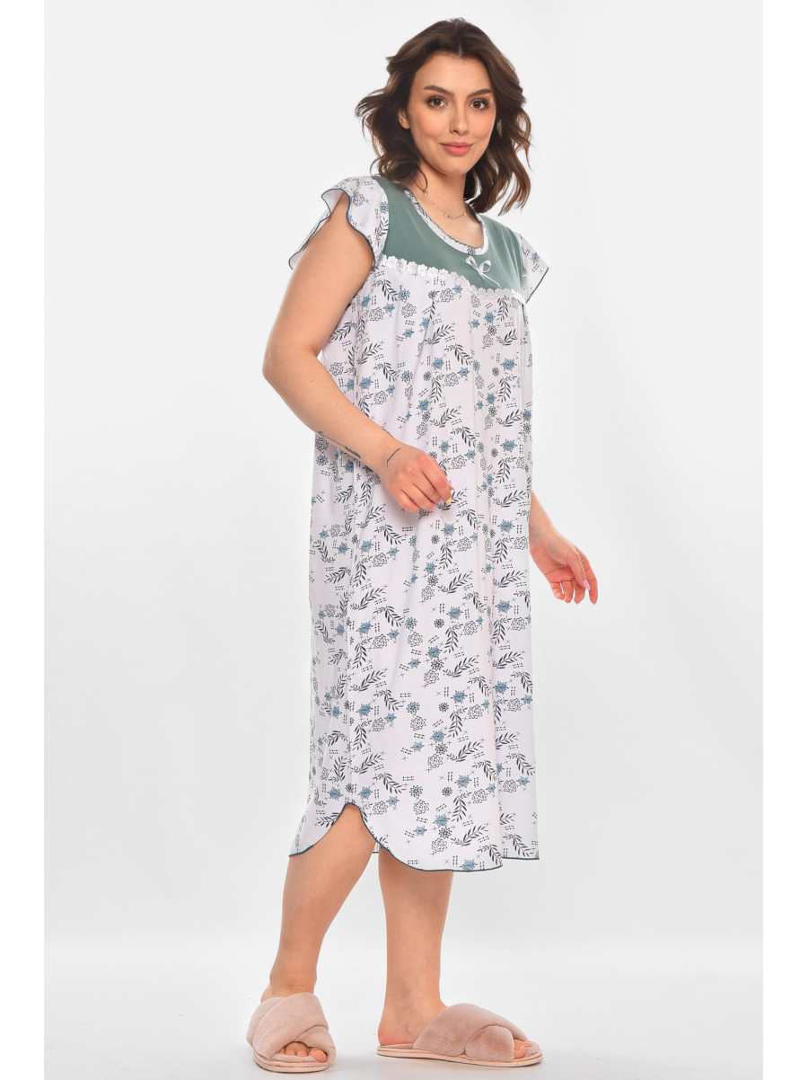 Ночная рубашка женская полубатальная белого цвета с принтом 010 211267C