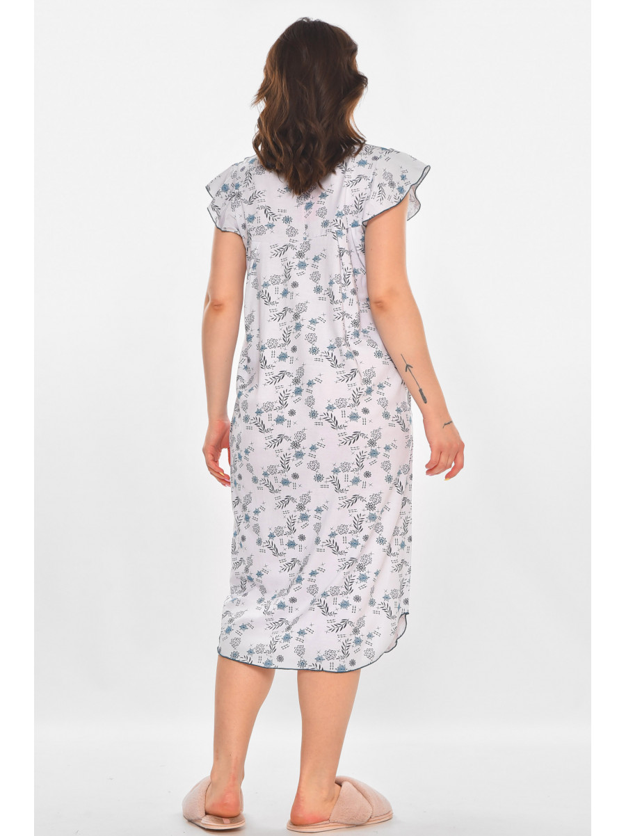 Ночная рубашка женская полубатальная белого цвета с принтом 010 211267C