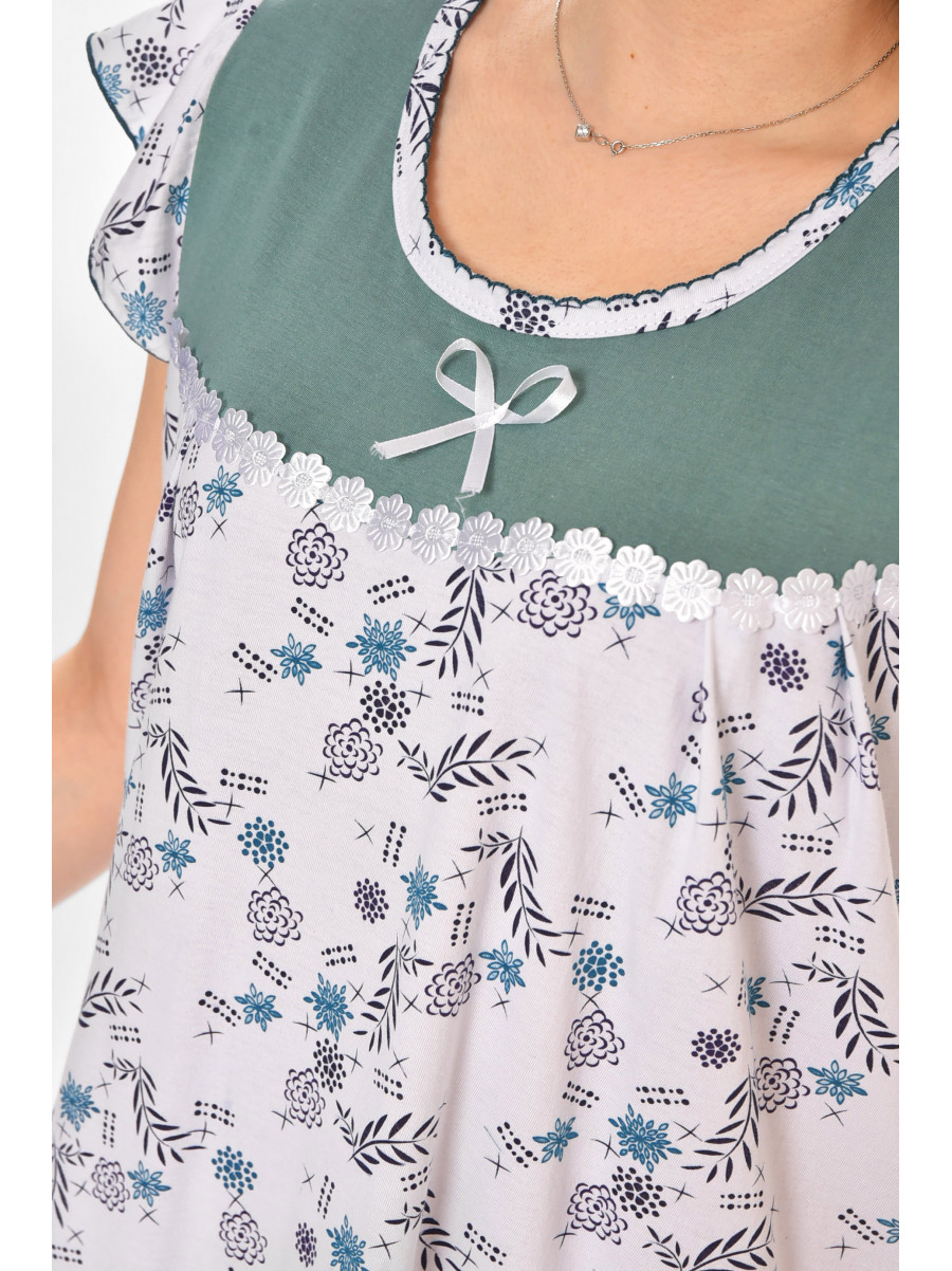 Ночная рубашка женская полубатальная белого цвета с принтом 010 211267C