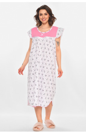 Ночная рубашка женская полубатальная белого цвета с принтом 010 211268C
