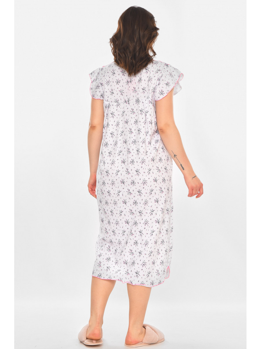 Ночная рубашка женская полубатальная белого цвета с принтом 010 211268C